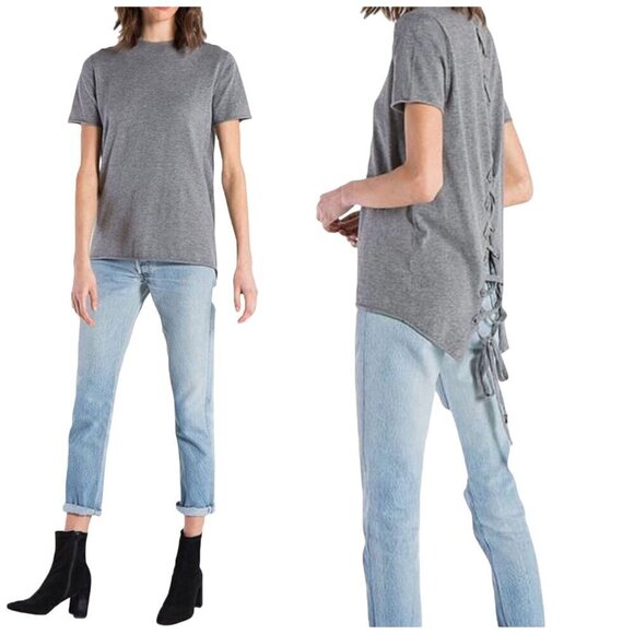 n:PHILANTHROPY Graves Lace Back Sweater, Size XS, Gray - Picture 2 of 13